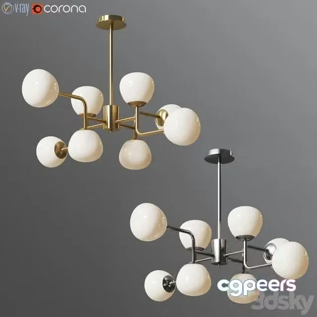 3ds Max Free – Chandelier Erich MOD221-PL-08-G Gold Chrome