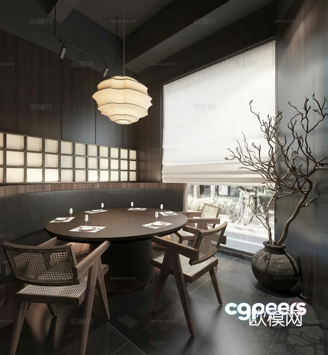 New Chinese Japanese restaurant private room 3D model