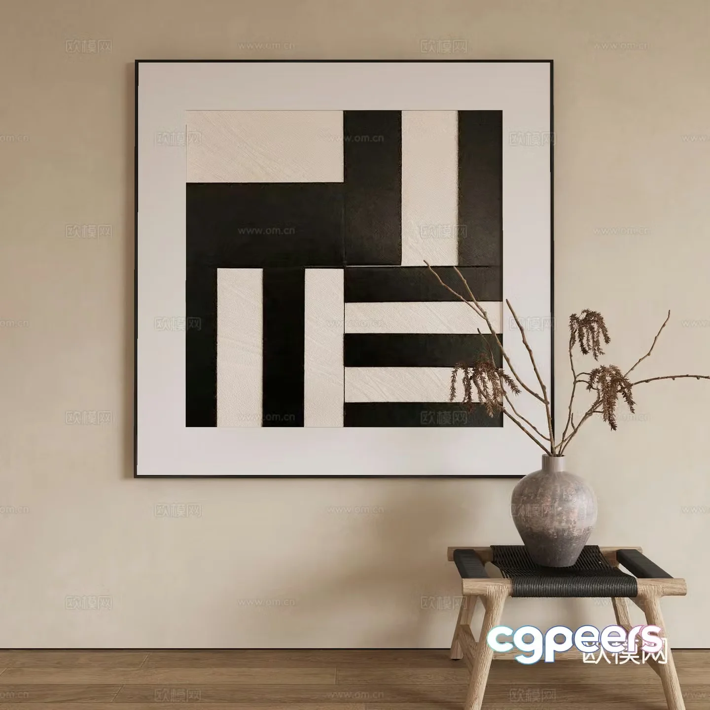 Modern texture painting decorative painting 3d model