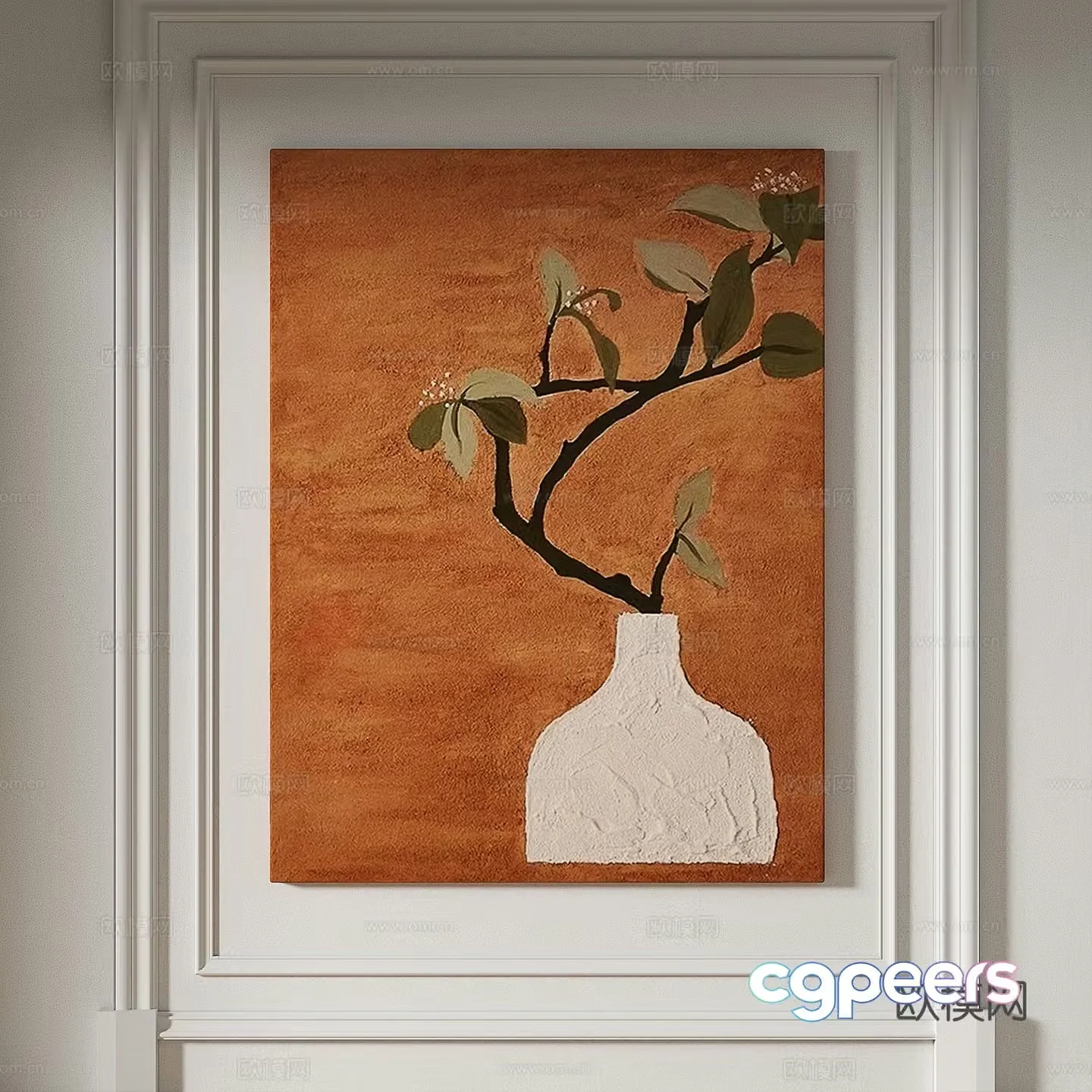 Modern simple texture abstract light luxury wasabi three-dimensional decorative painting 3d model