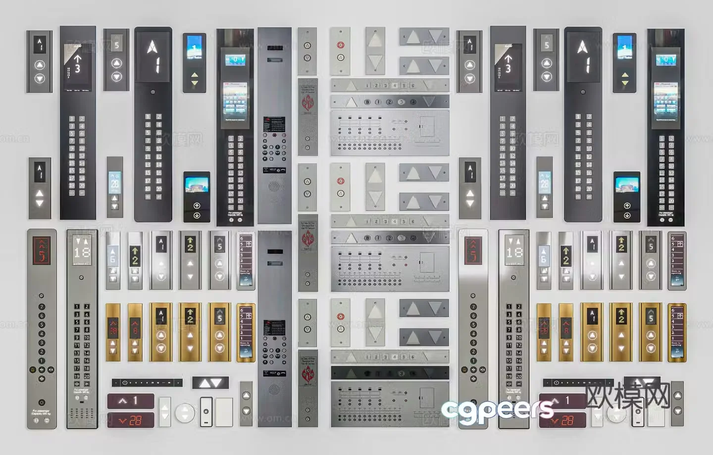 Modern elevator buttons elevator switches elevator operation panel buttons elevator buttons elevator buttons elevator 3d model