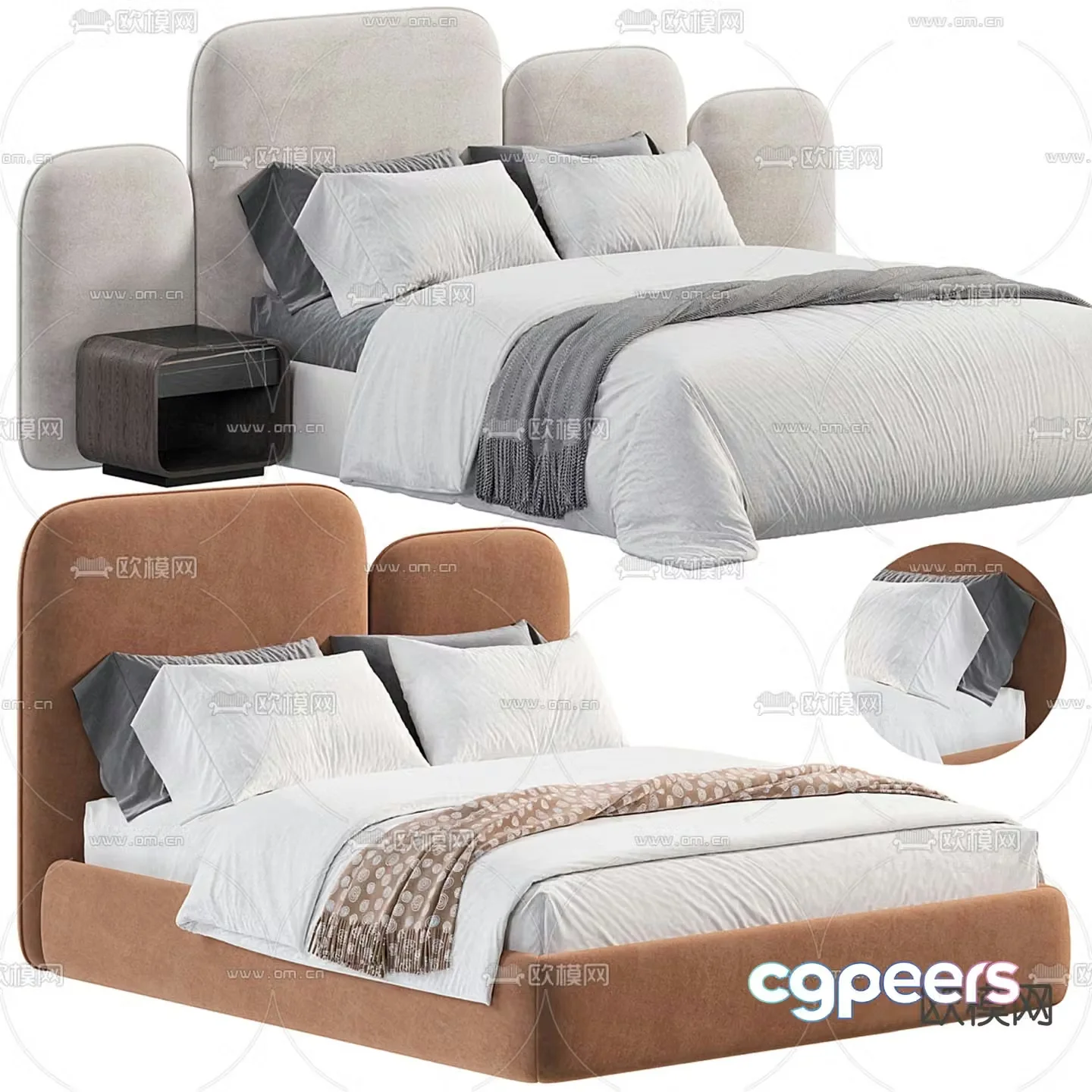 Modern double bed 3d model