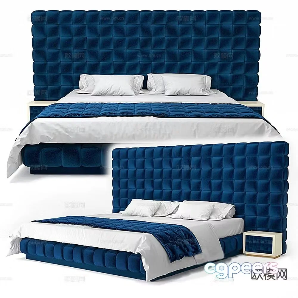 Modern double bed 3d model