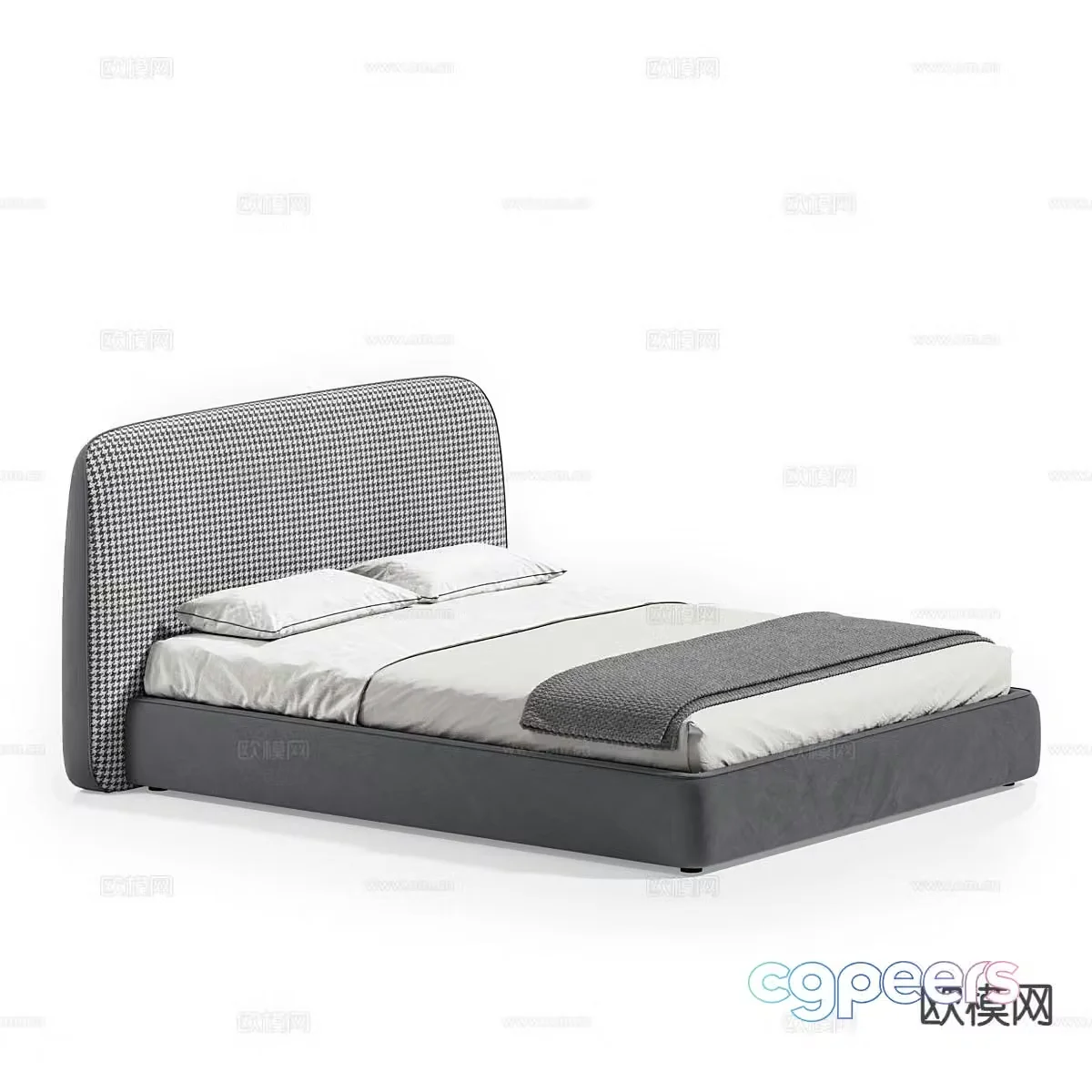 Simple double bed 3d model