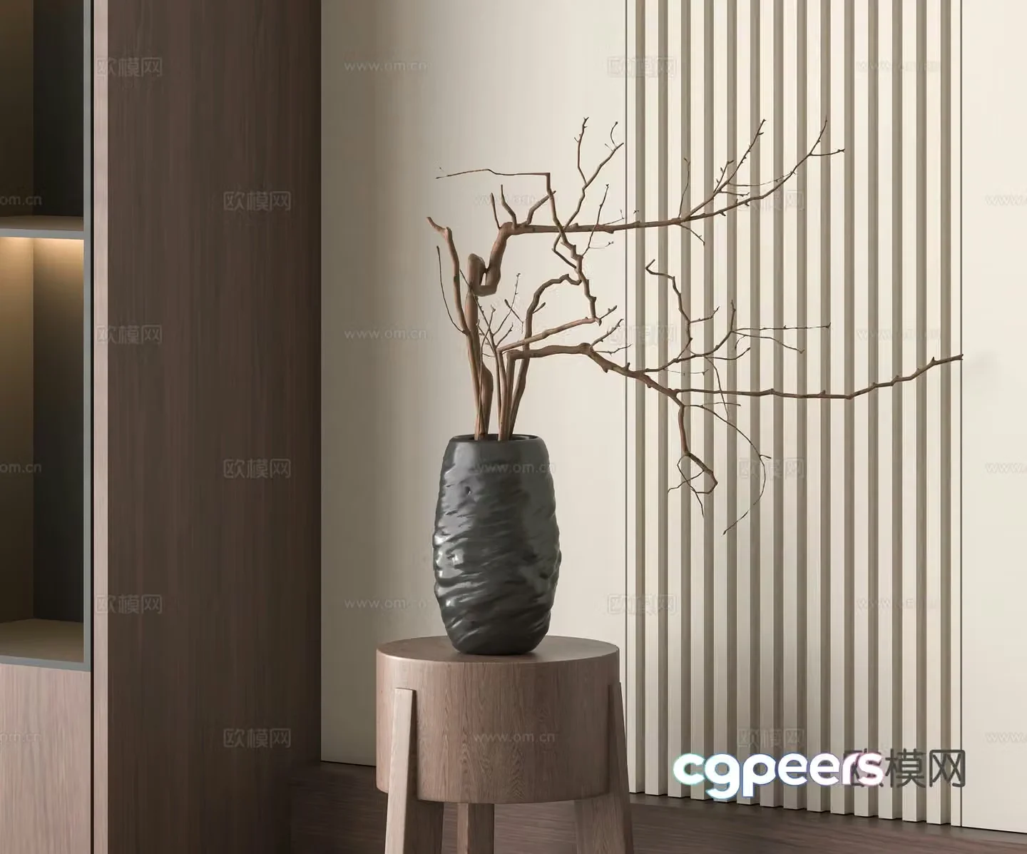 Wabivore vase flower art dry branches flower arrangement 3d model
