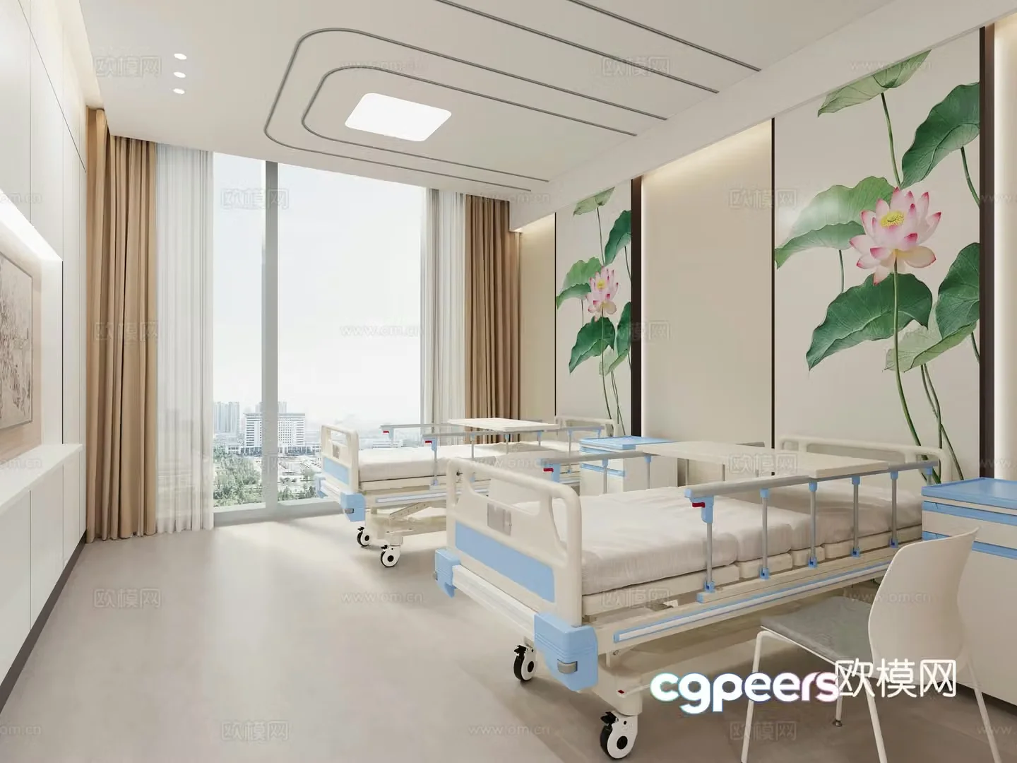 Modern hospital ward 3d model