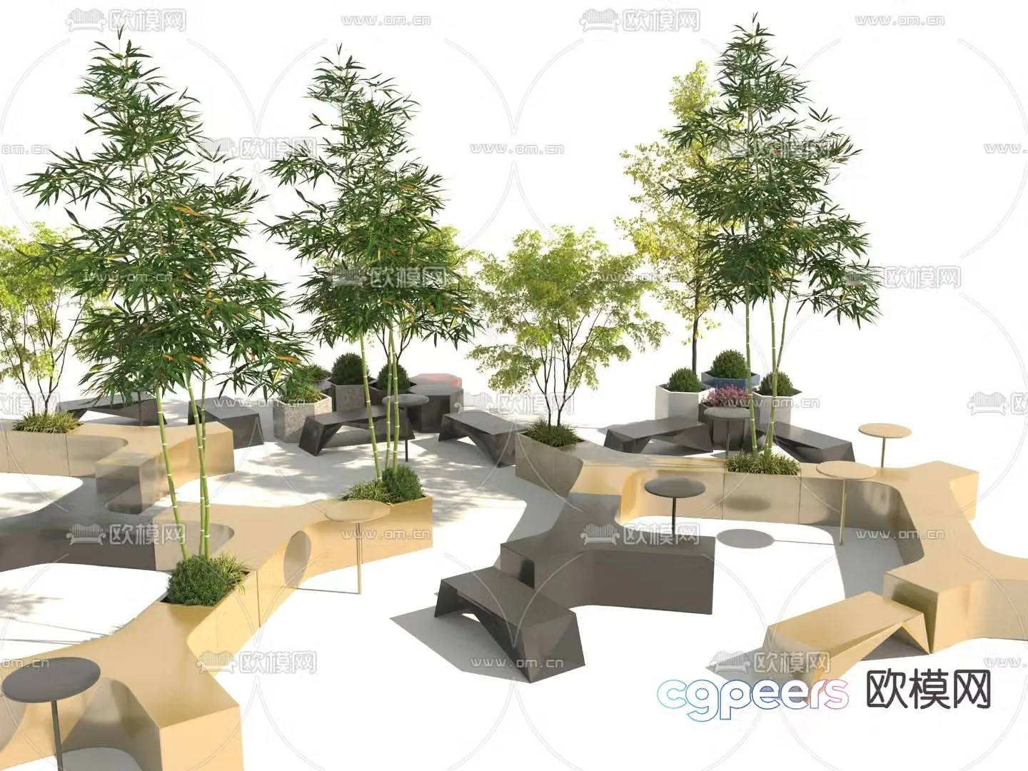 Landscape tree pool seat 3d model