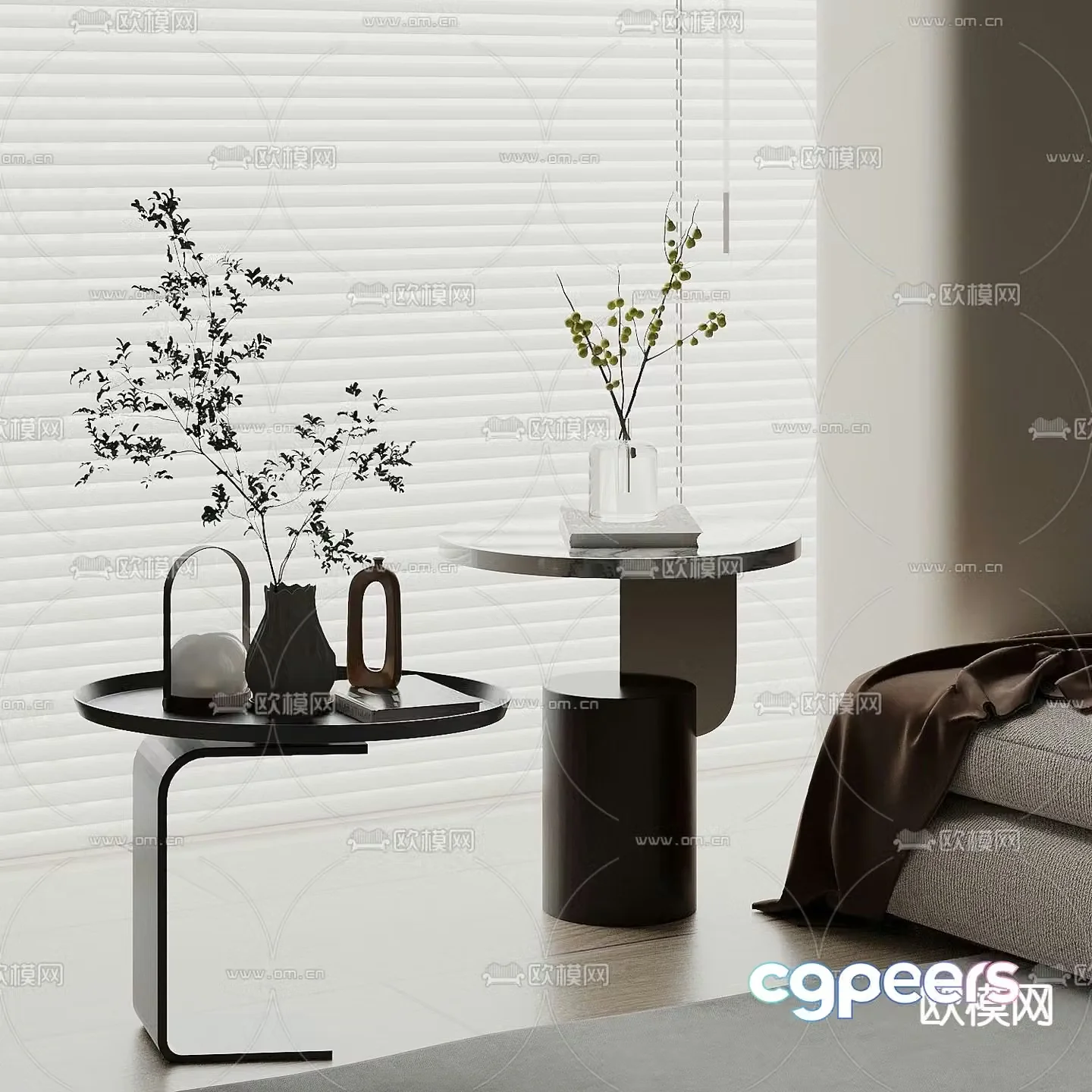 Modern corner table round table side table table table 3D model