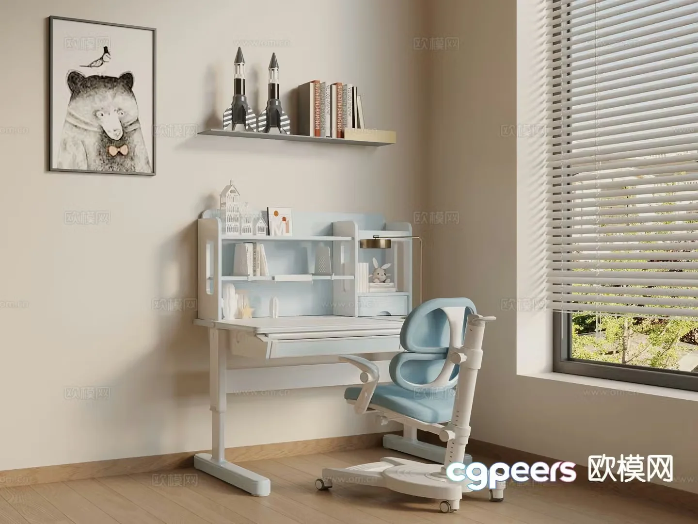 Children’s desk study table 3d model