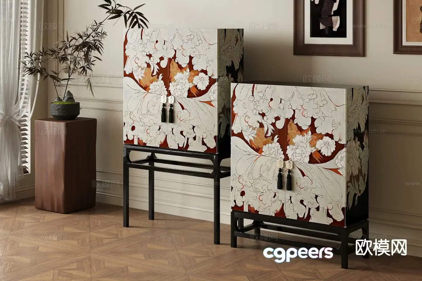 Medieval style entrance cabinet 3D model