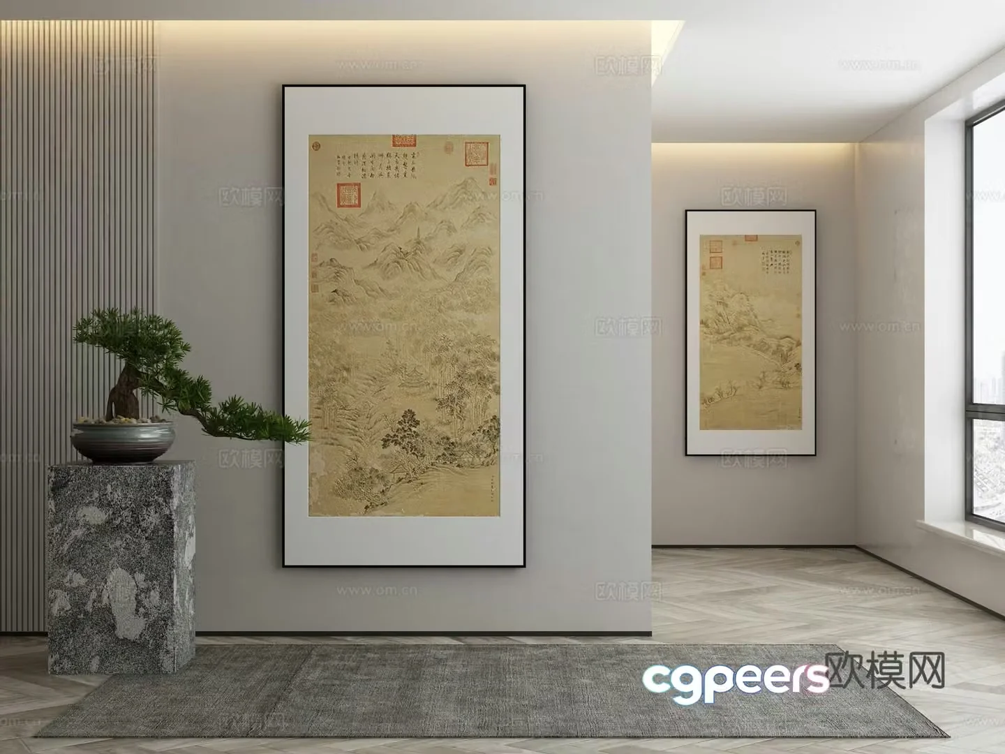 New Chinese style wasabi paintings oil paintings 3D model