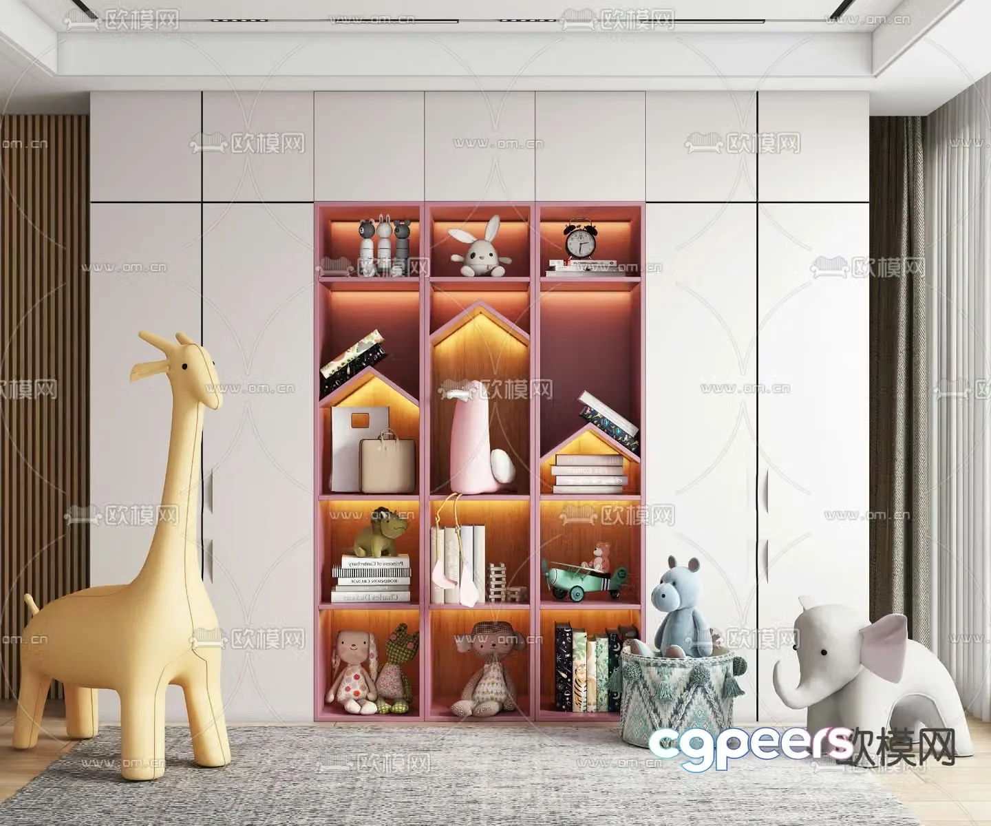 Modern children’s wardrobe animal doll 3d model