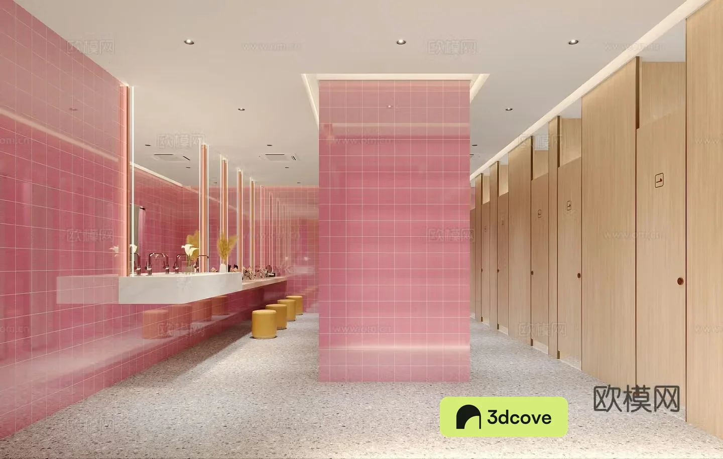 Modern public bathroom sink locker dressing room dressing table