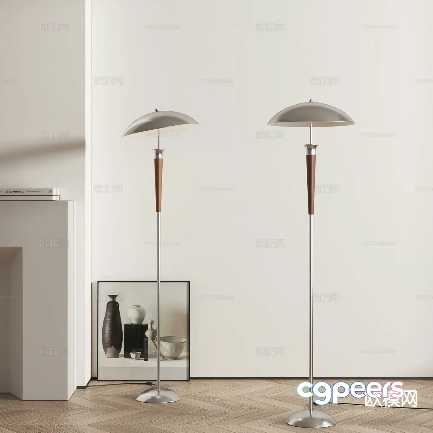 Medium style floor lamp metal floor lamp 3d model