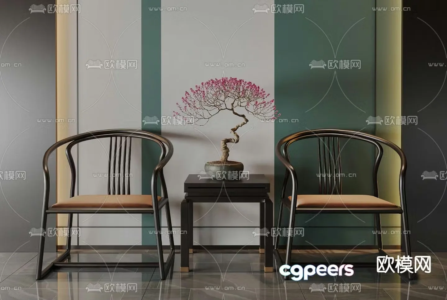 New Chinese style armchair leisure chair 3d model