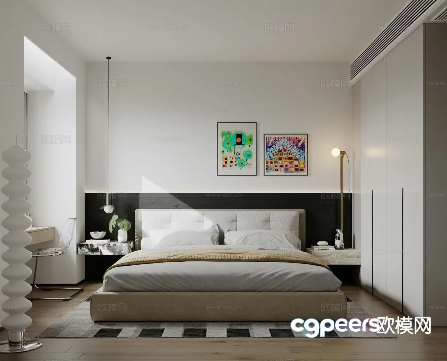 Modern bedroom master bedroom 3d model