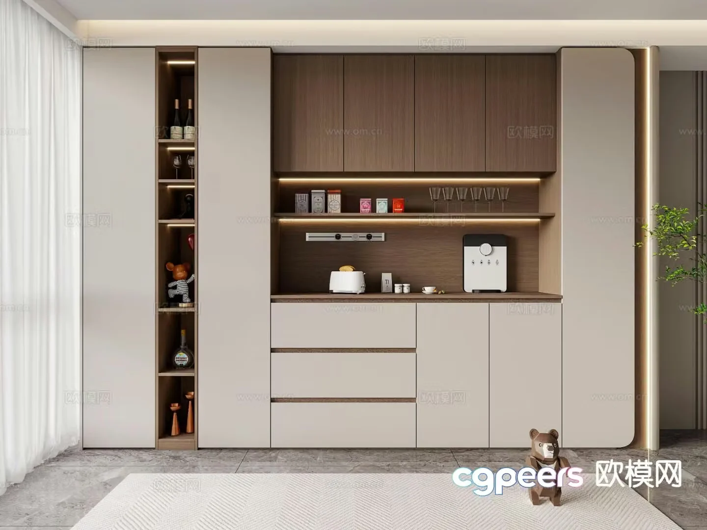 Italian wine cabinet sideboard 3d model