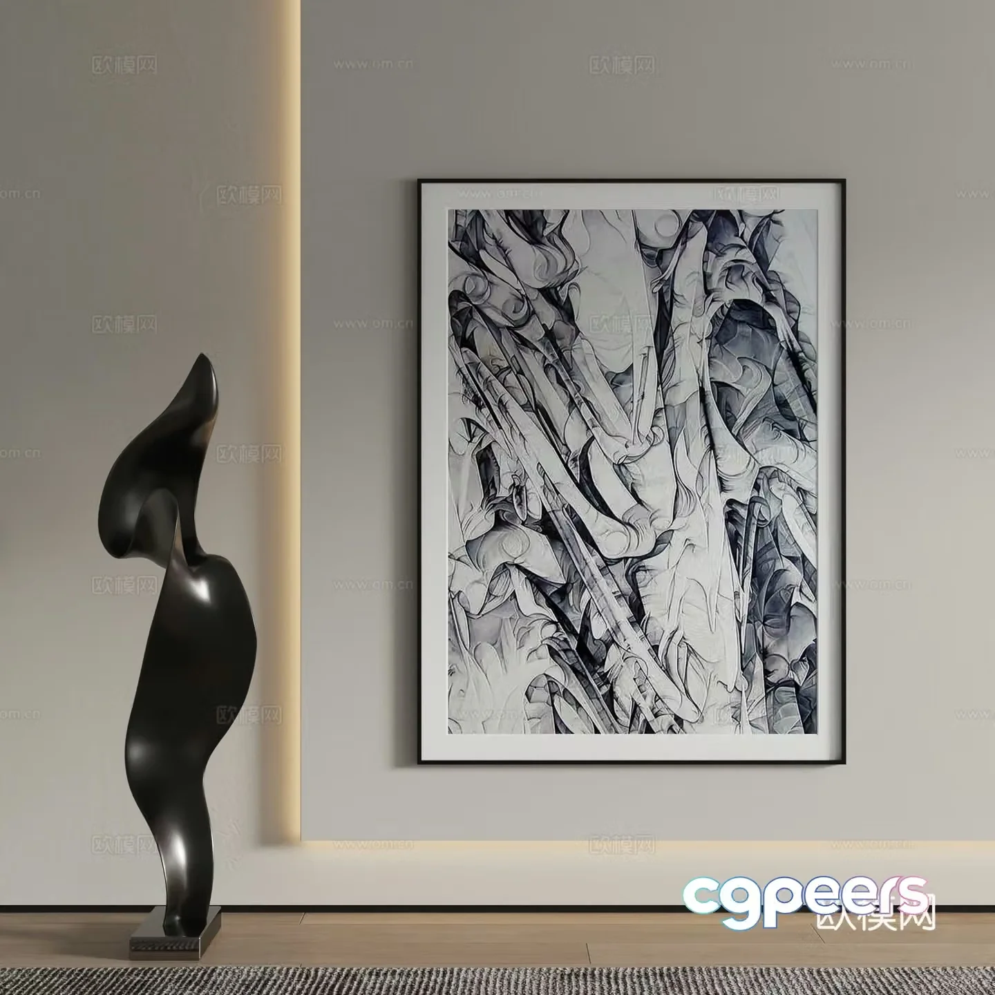 Decorative painting art painting hanging painting 3d model