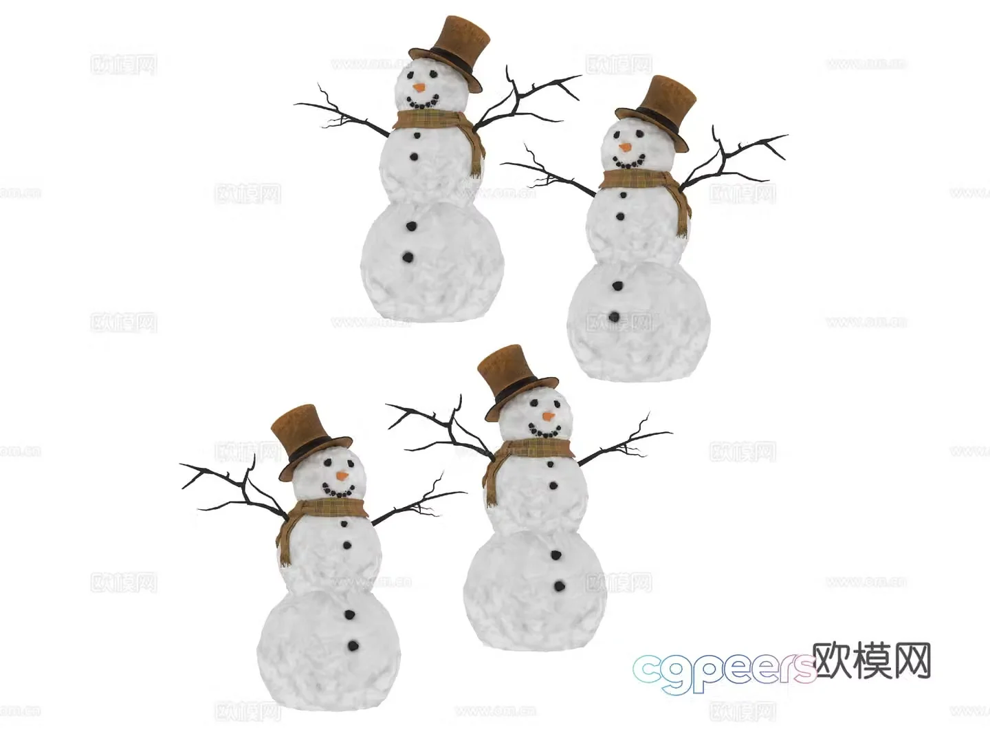 Snowman sculpture 3d model