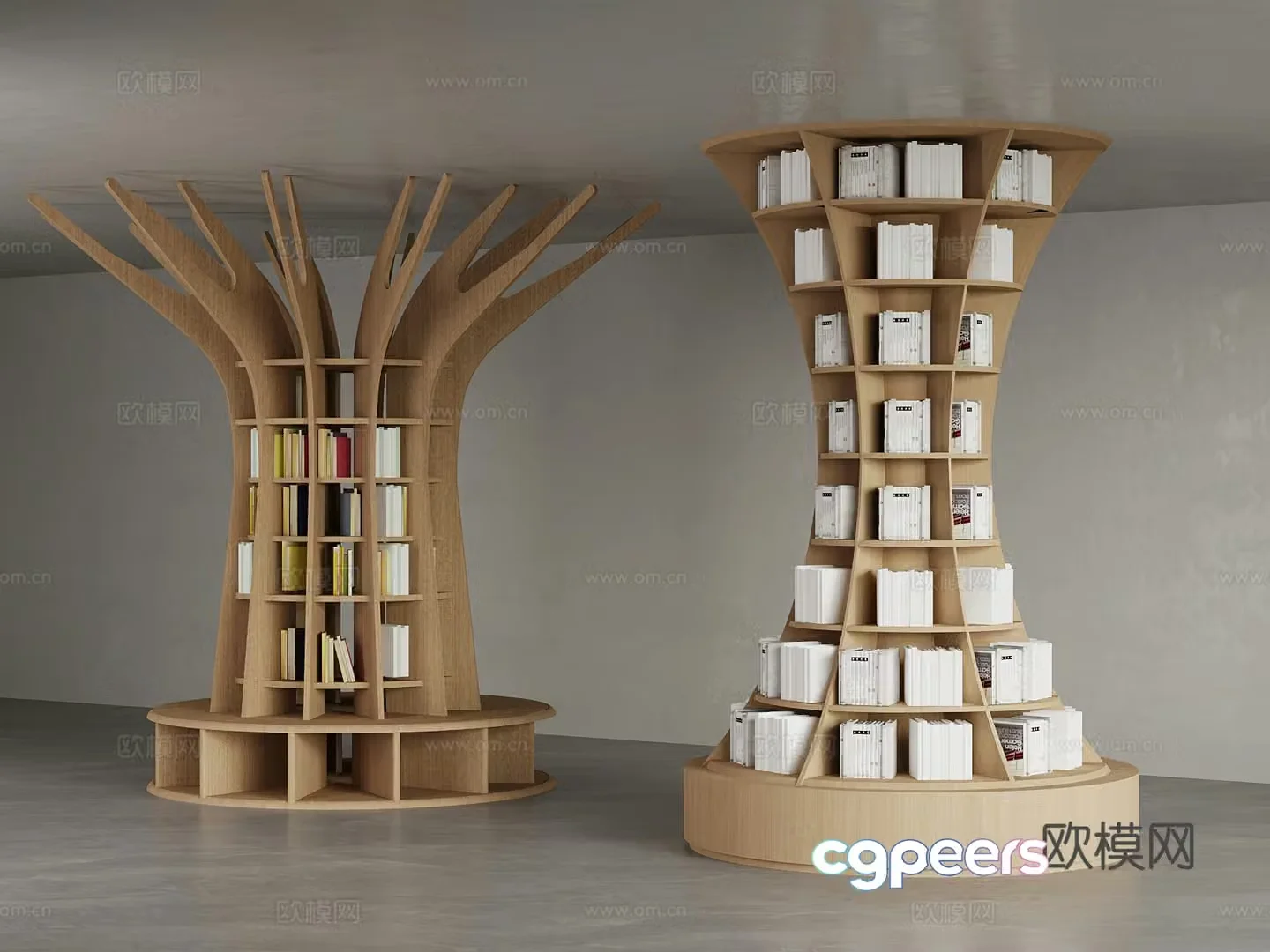 Library Modern Bookshelf Bookcase 3d Model