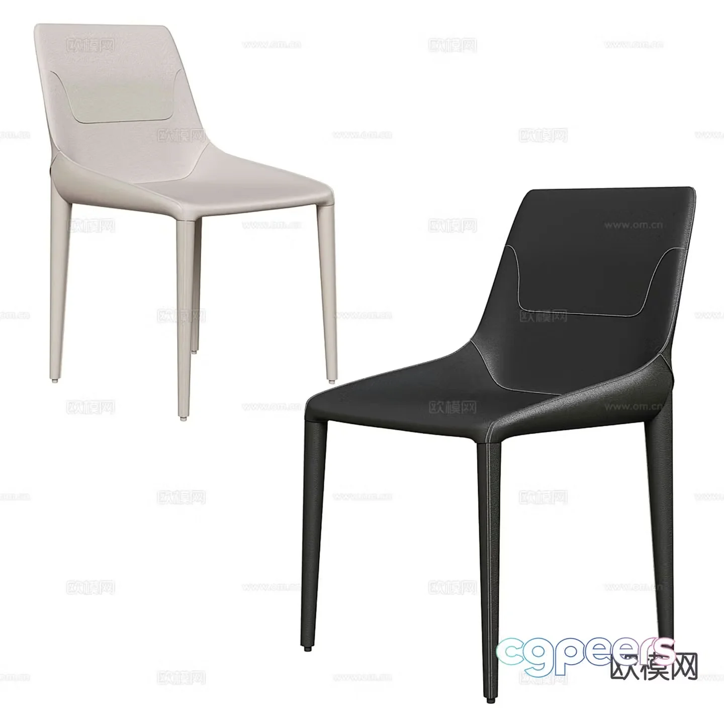 Prosper modern leather chair dining chair 3d model