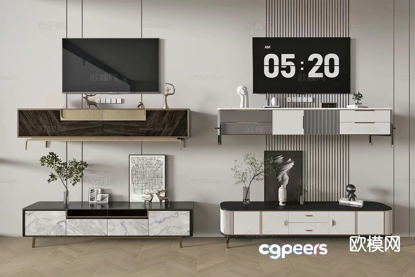 Light luxury TV cabinet base cabinet 3D model