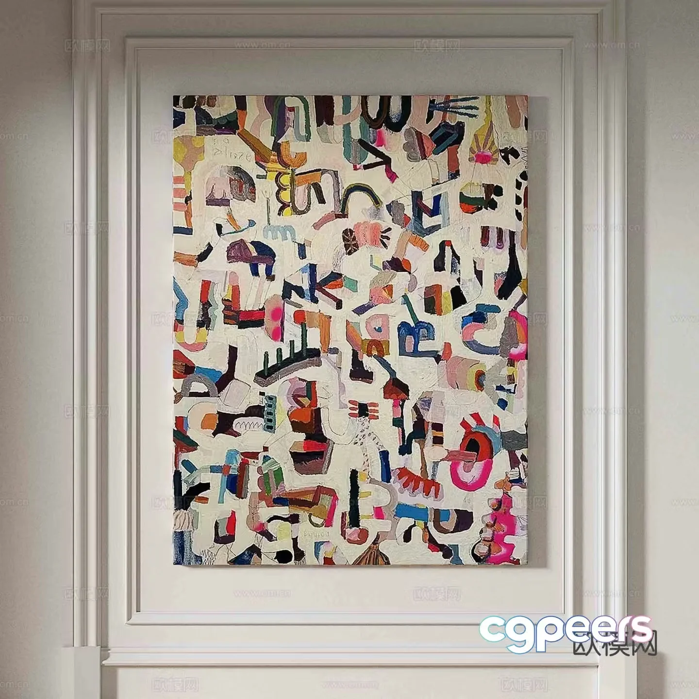 Simple European abstract painting decorative painting 3d model