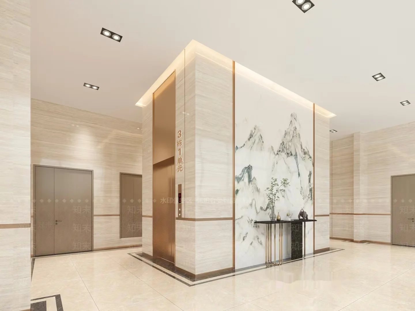 Elegant Marble Entrance 3D Model – 12920 – VRAY Render