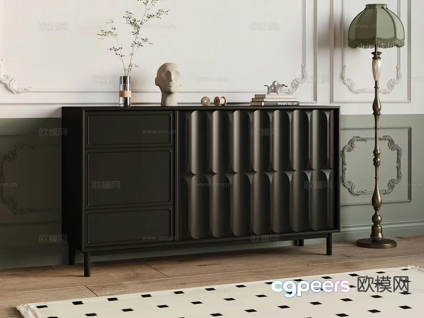 French side cabinet entrance cabinet 3d model