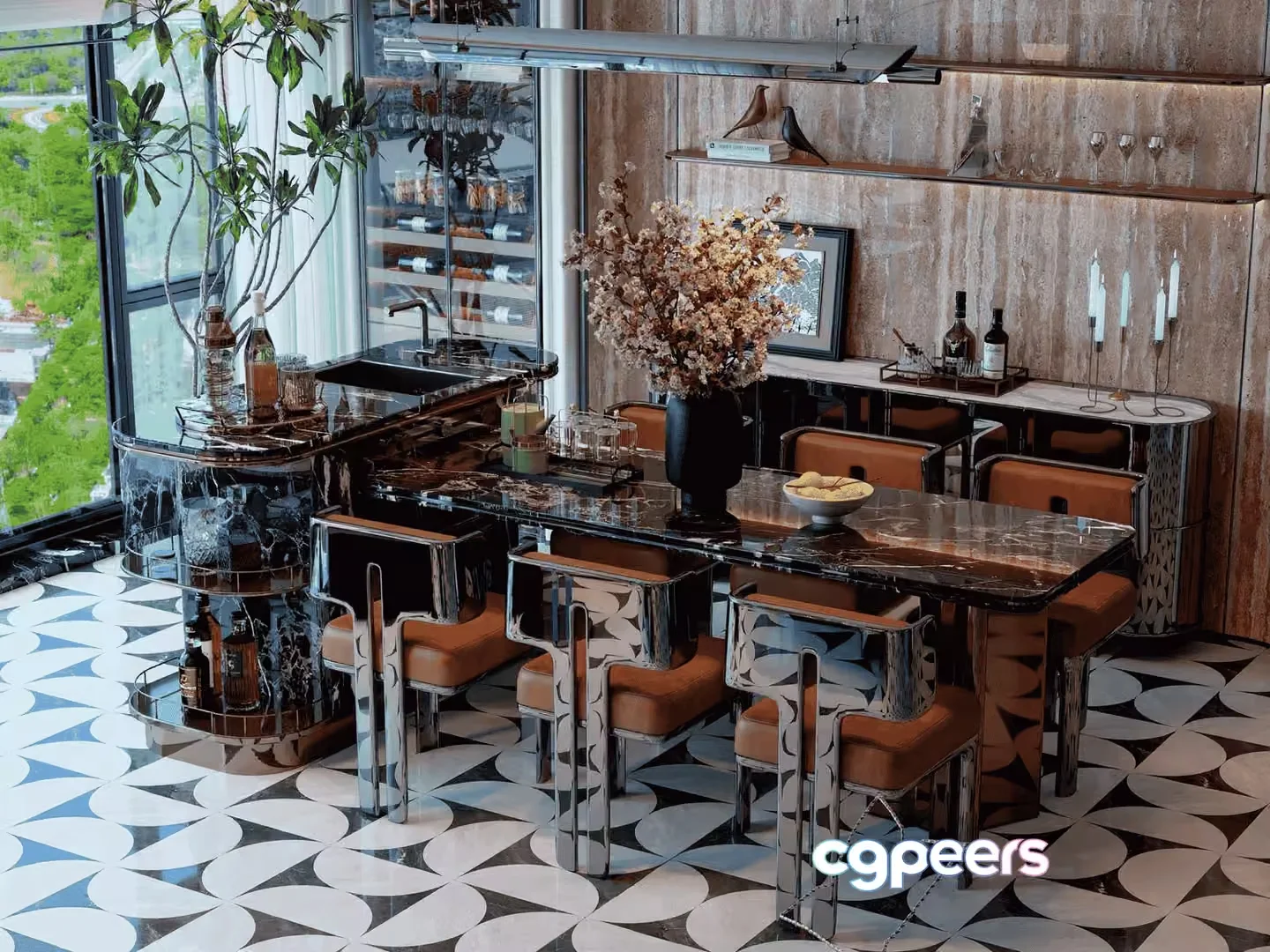 Modern Dining Room 3D Model – 14567 – VRAY Render