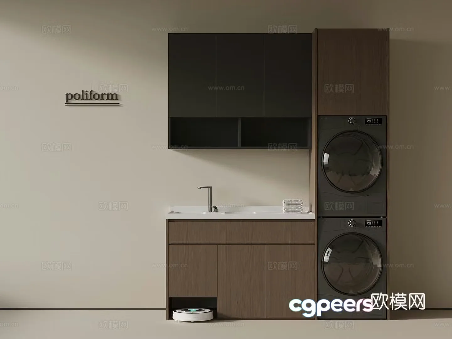 Modern Italian washing machine cabinet balcony cabinet 3d model
