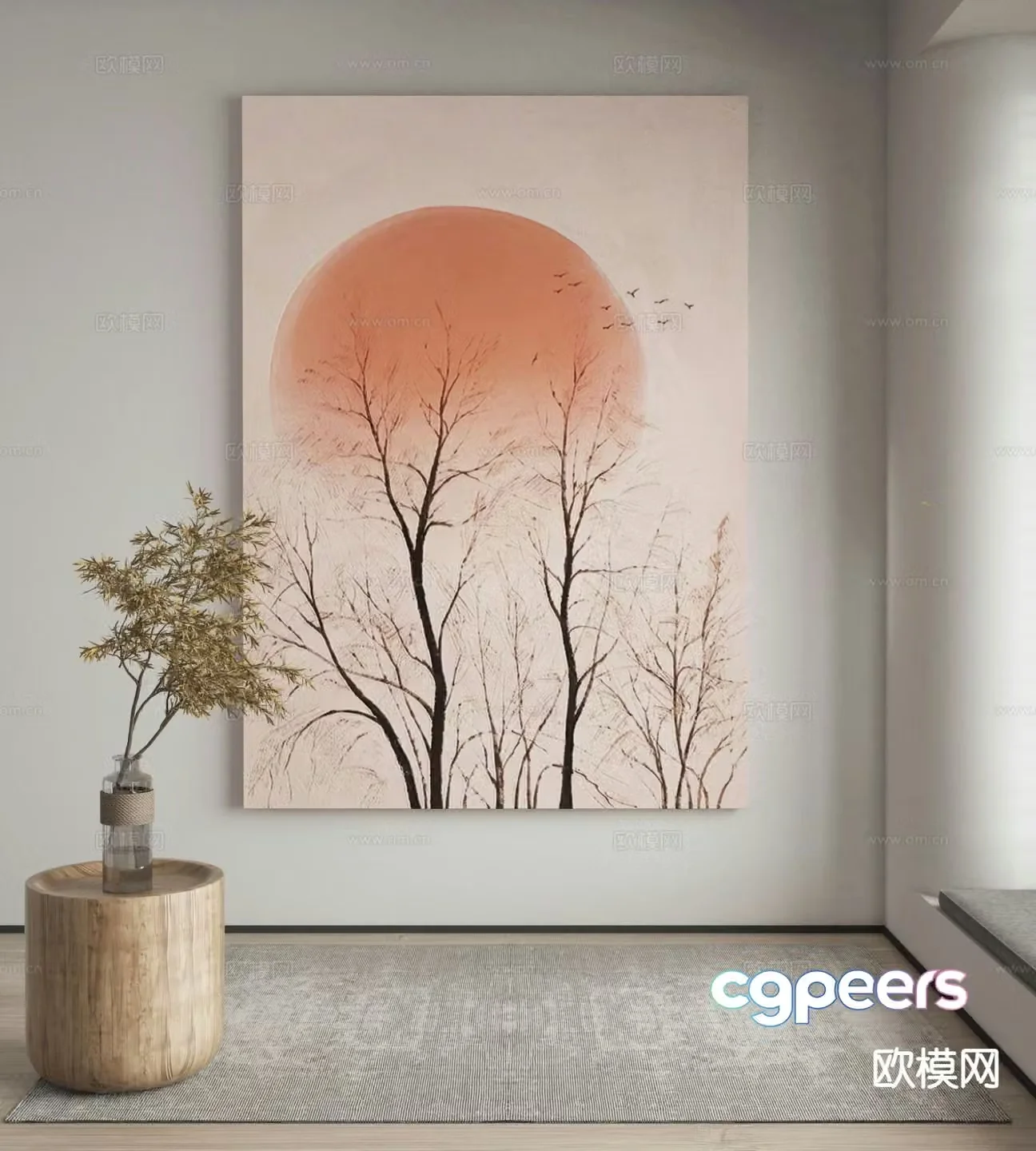 Modern decorative painting Zen hanging painting 3D model