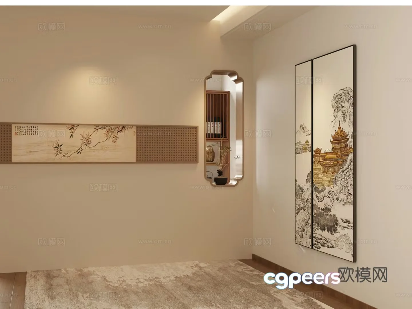 Chinese style entrance partition Zen screen Decorative screen Song style entrance screen Partition 3D model