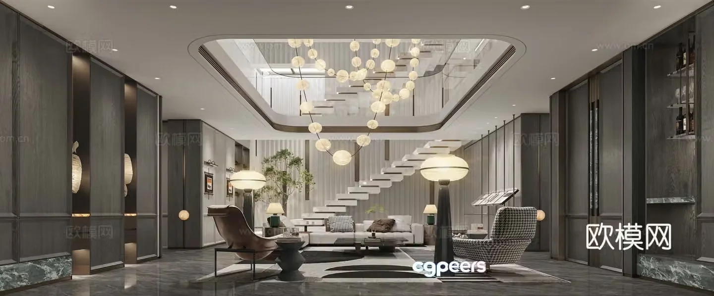 Modern light luxury reception room 3D model