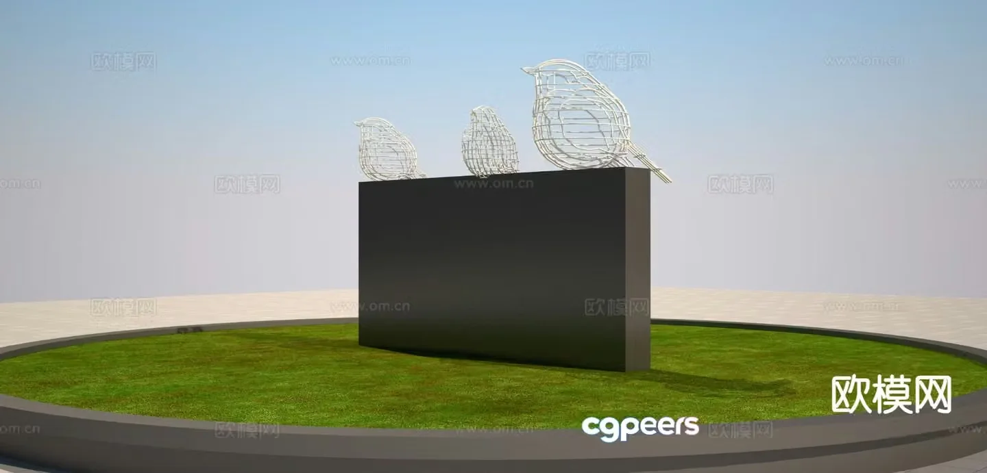 Modern woven bird sculpture 3d model