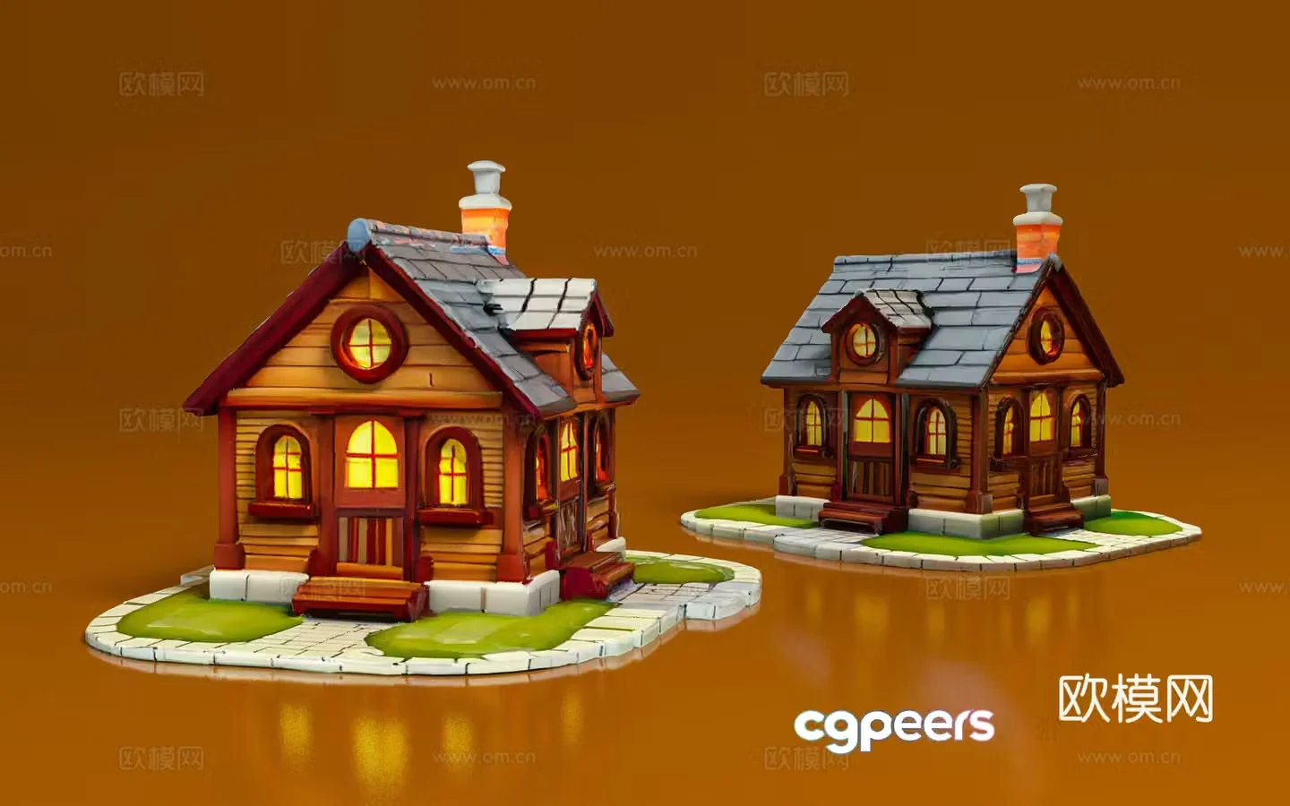 Small house Cartoon scene Ornament Decoration Print AI game Cartoon Beauty Chen 3D model