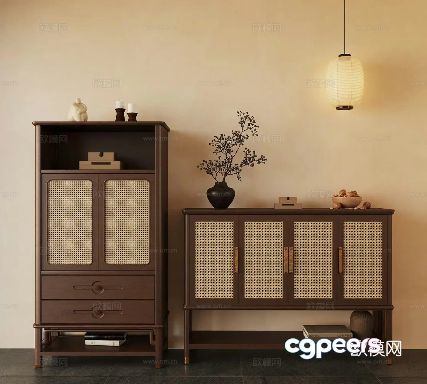 Middle style cabinet side cabinet 3D model