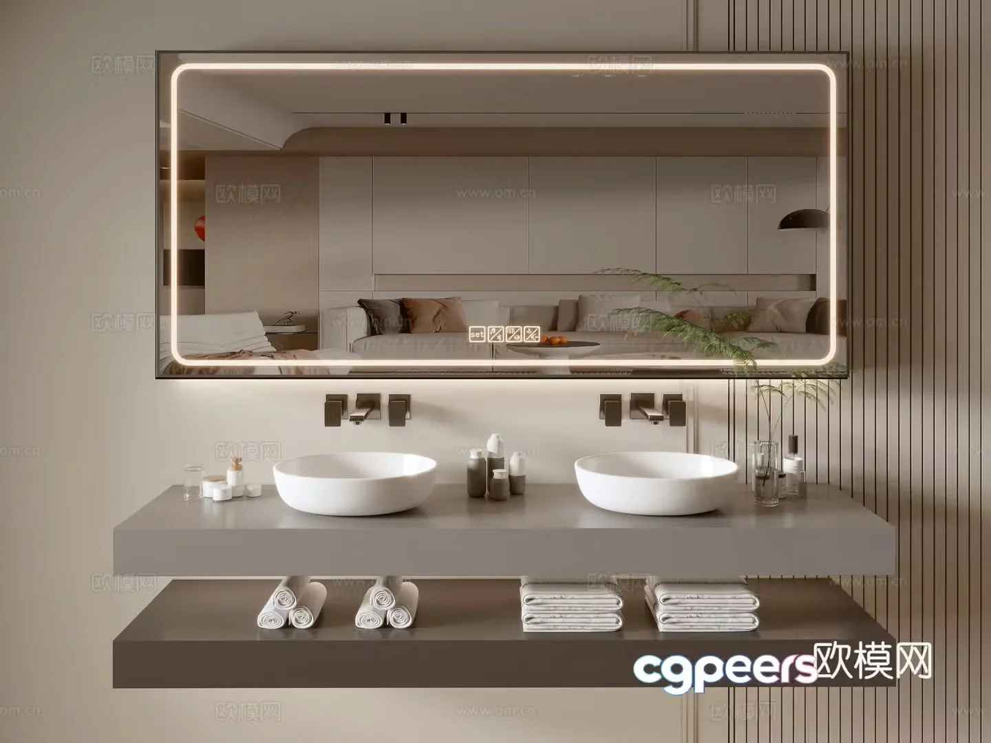 Modern bathroom cabinet bathroom basin bathroom ornaments mirror cabinet sink 3d model