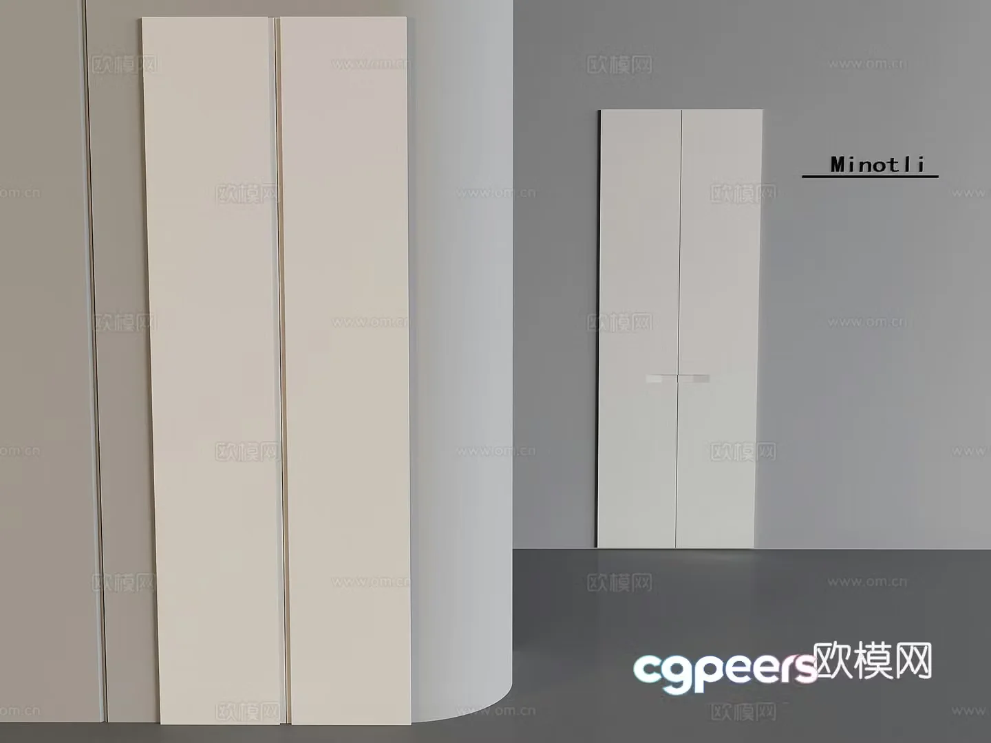 Modern cream fume cabinet door panel 3d model