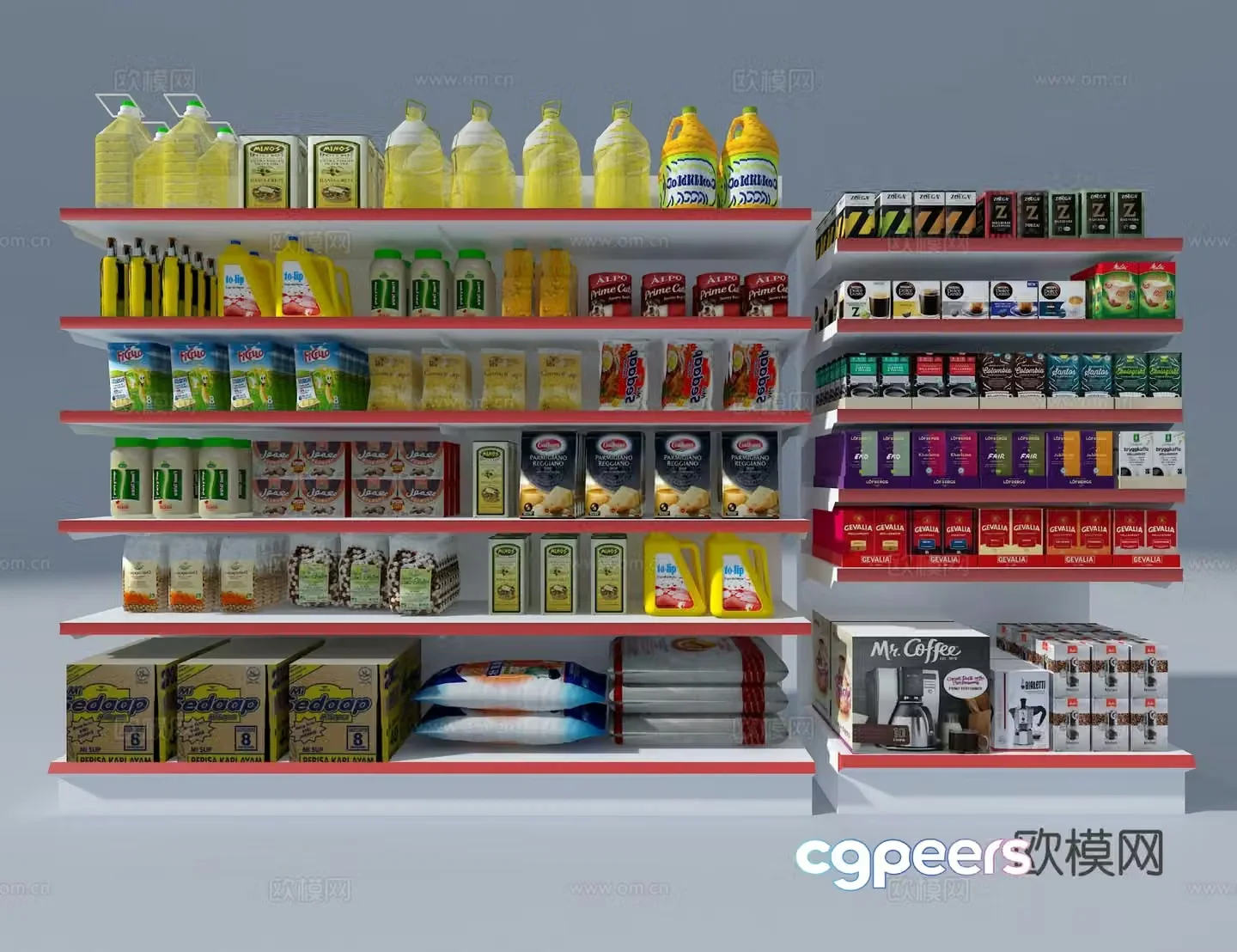 Supermarket shelves snack shelves 3d model