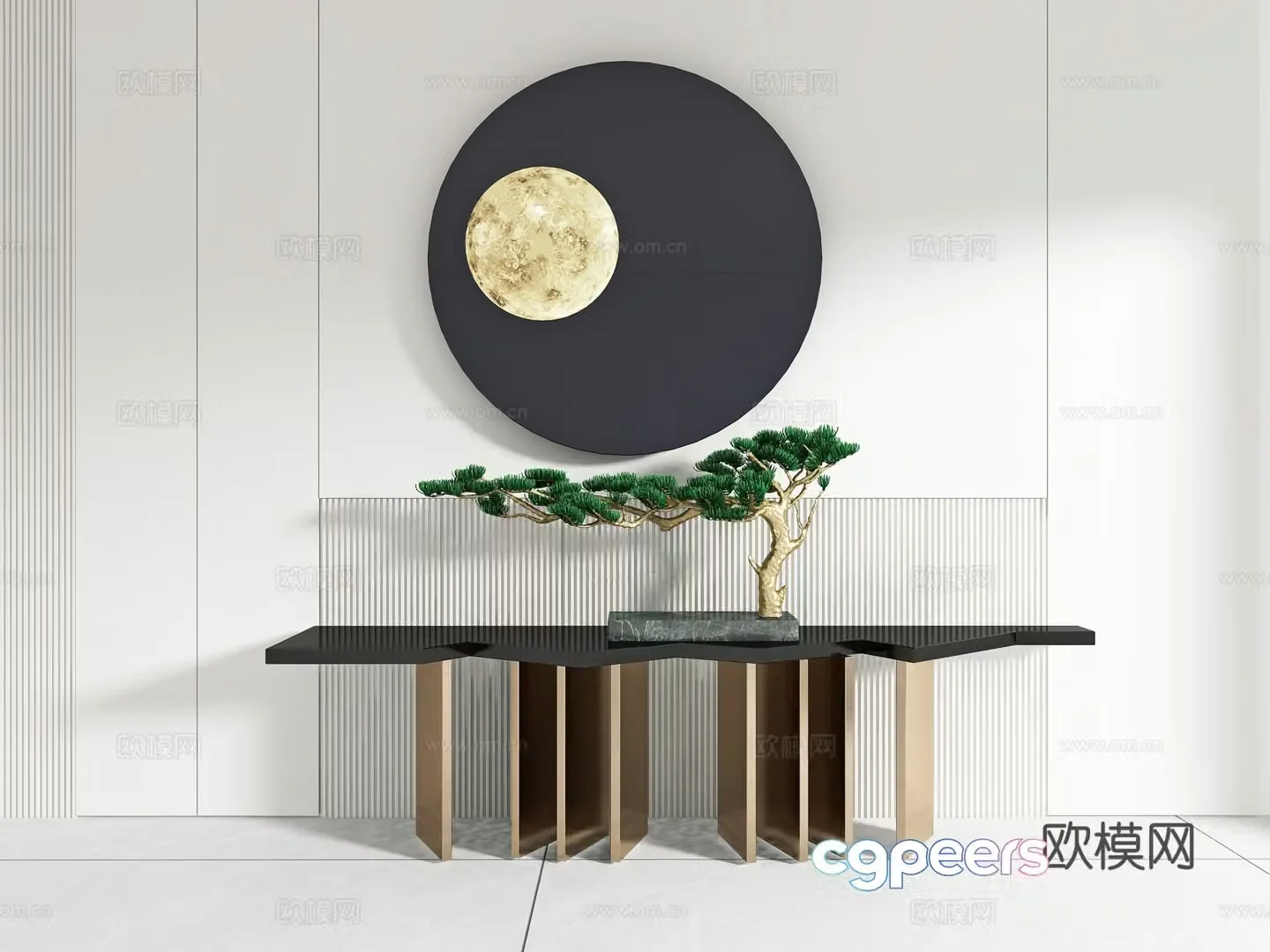 Chinese style entrance cabinet side cabinet 3D model