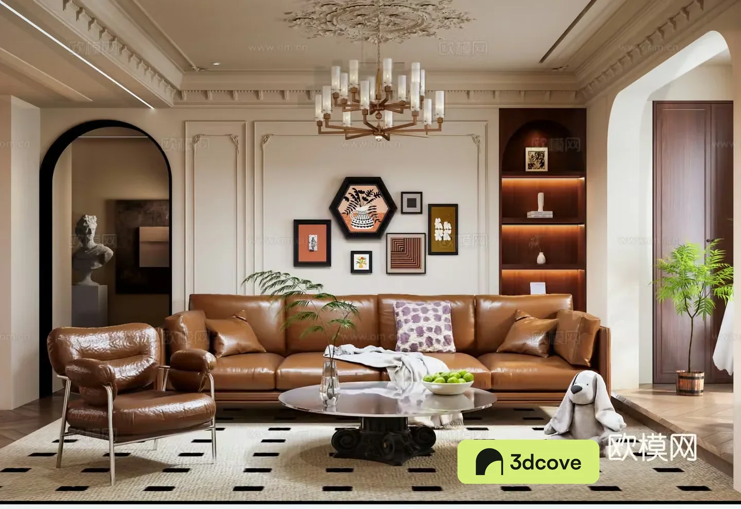 French medieval style living room retro chandeliers sofa and coffee table combination platform living room sculpture decorative