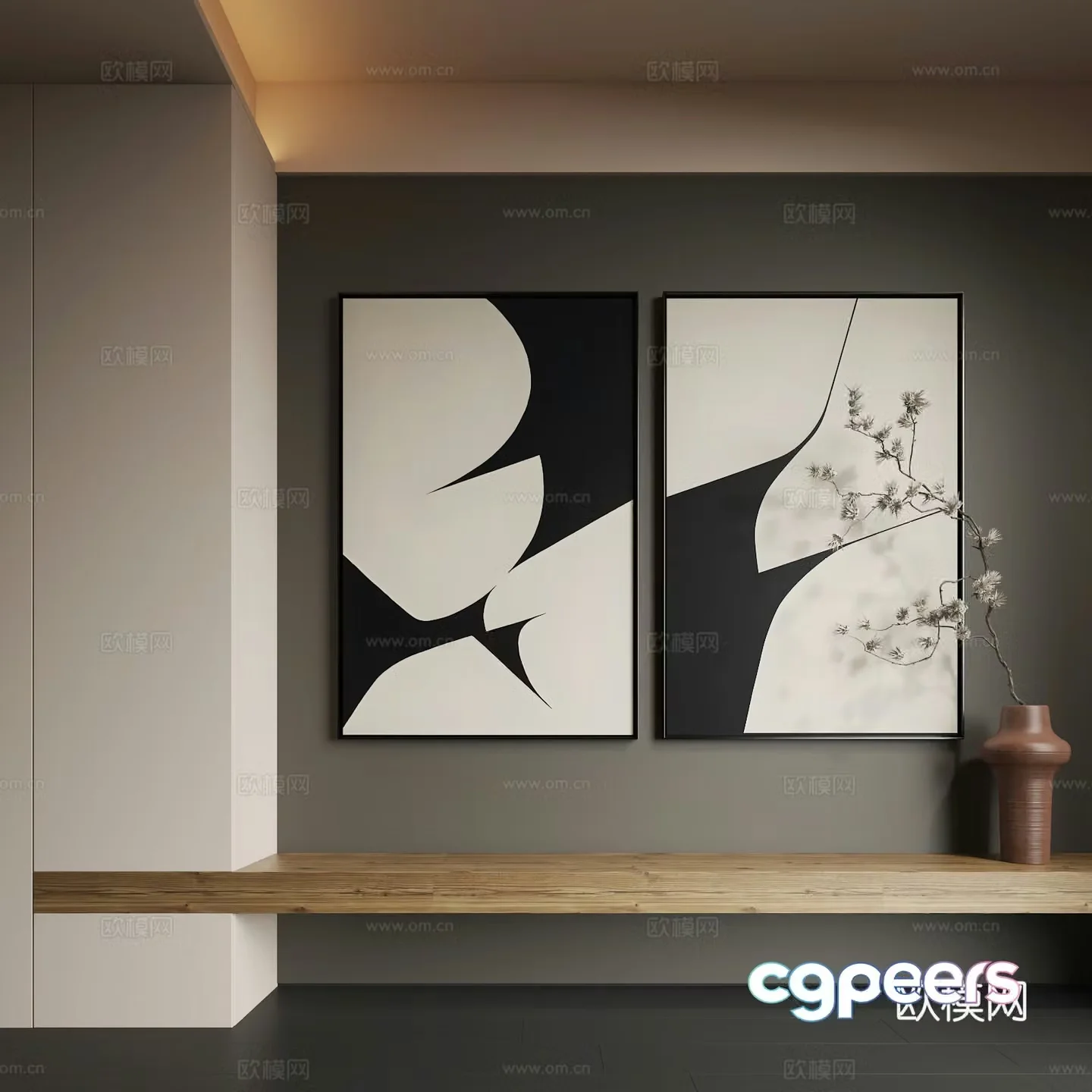 Modern abstract hanging paintings Modern combination paintings Modern minimalist hanging paintings 3d model