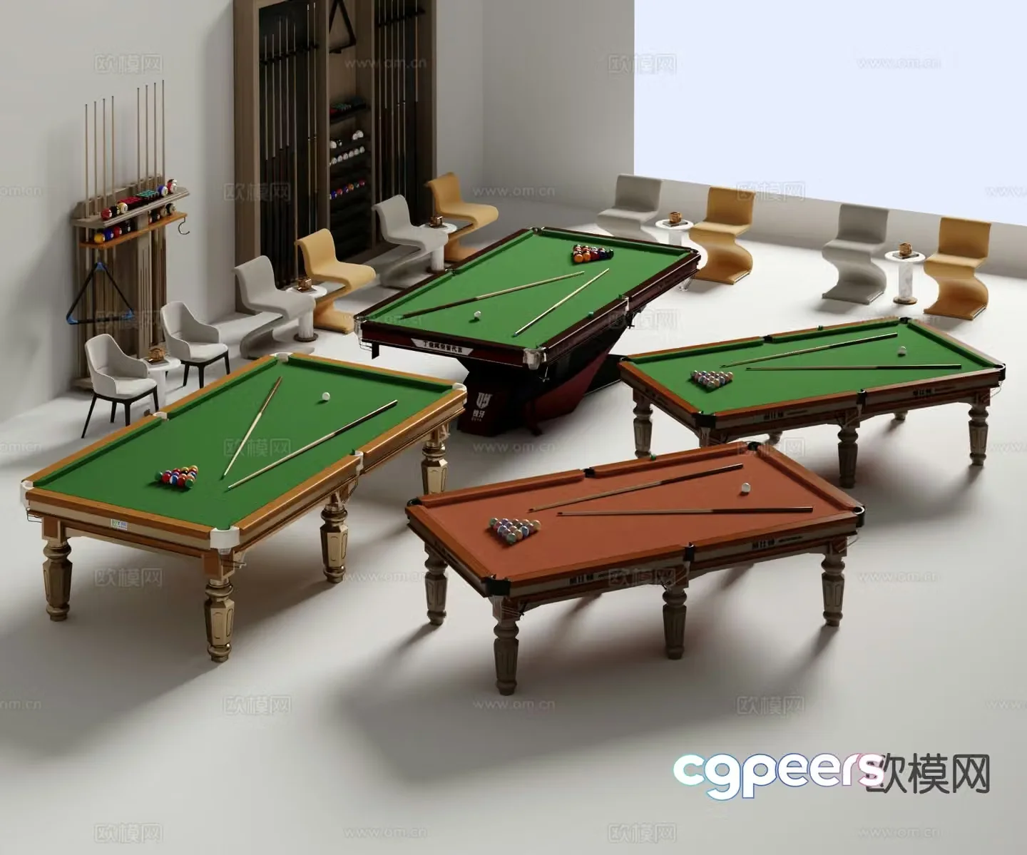 Pool table pool cue 3d model