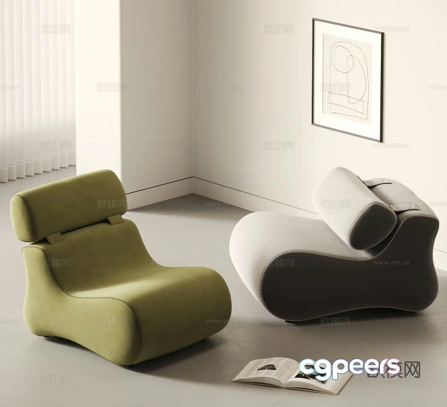Modern single sofa casual sofa 3d model