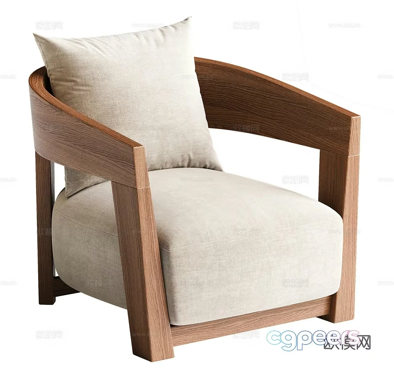 Wasabi single sofa Wasabi single chair B&B single chair Courtyard single chair Armchair Cloth 3D model