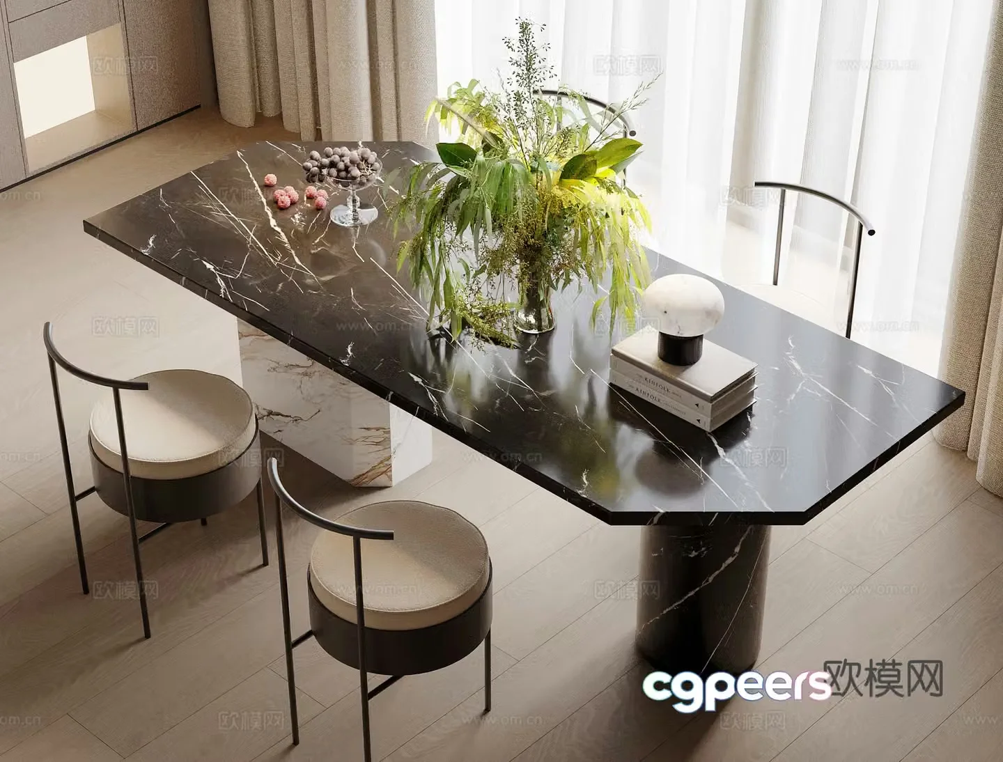 Modern Italian dining table and chair 3d model