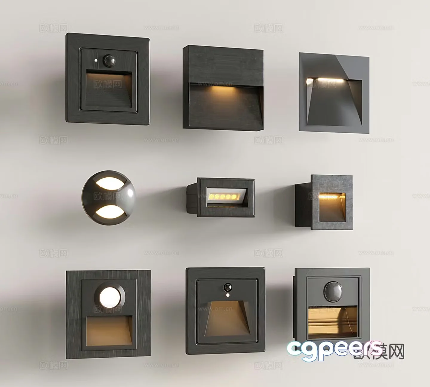 Modern wall lights staircase sensing lights corridor sensing lights recessed wall 3D model