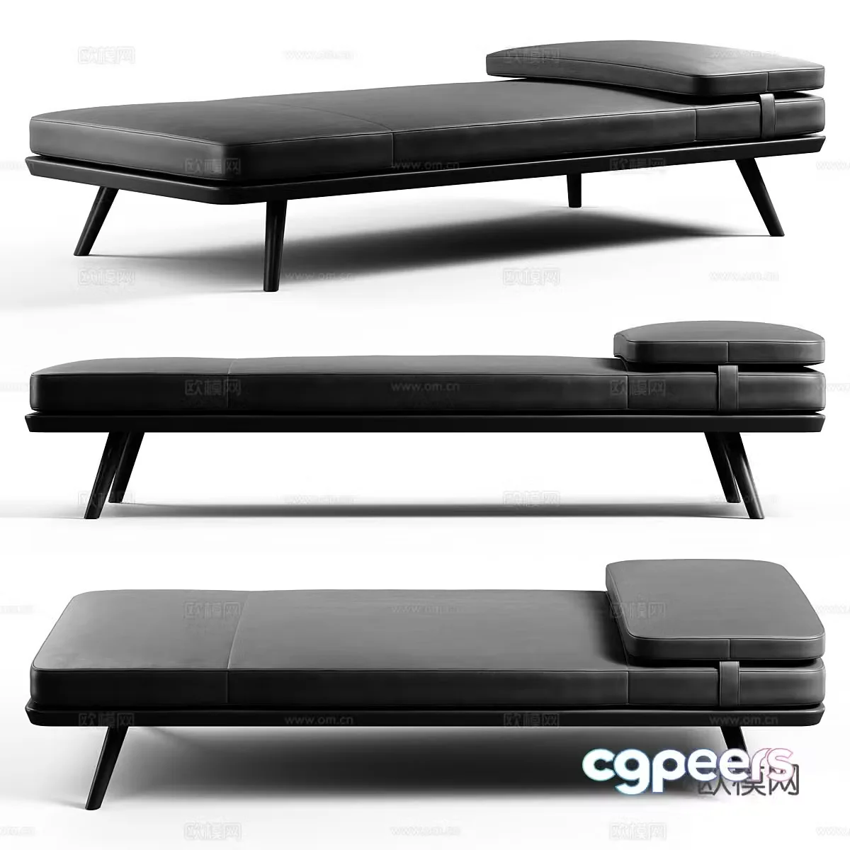 Modern Italian Fredericia – Spine leather sofa bed 3d model