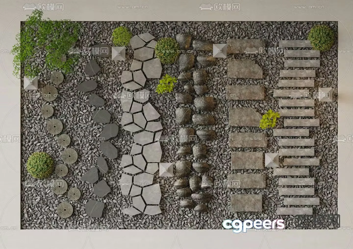 Modern landscape paving garden paving 3D model
